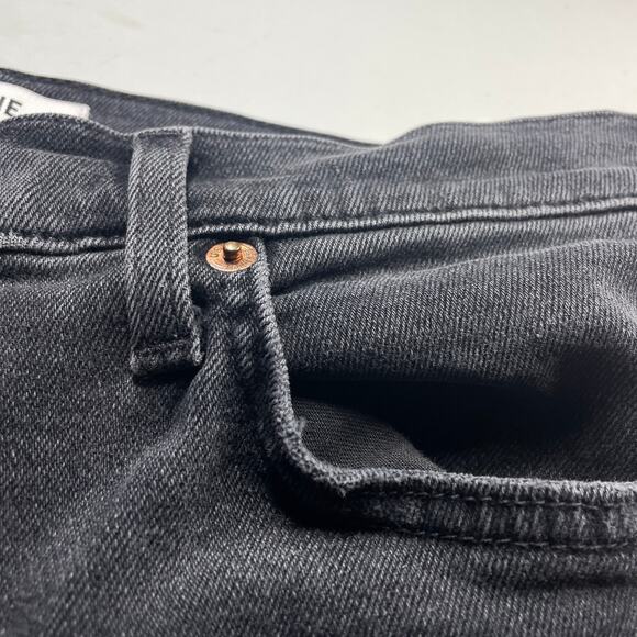 Re/Done Jeans Womens 30 Black 70s Ultra High Rise Stove Pipe Stretch Button Fly - Picture 9 of 15